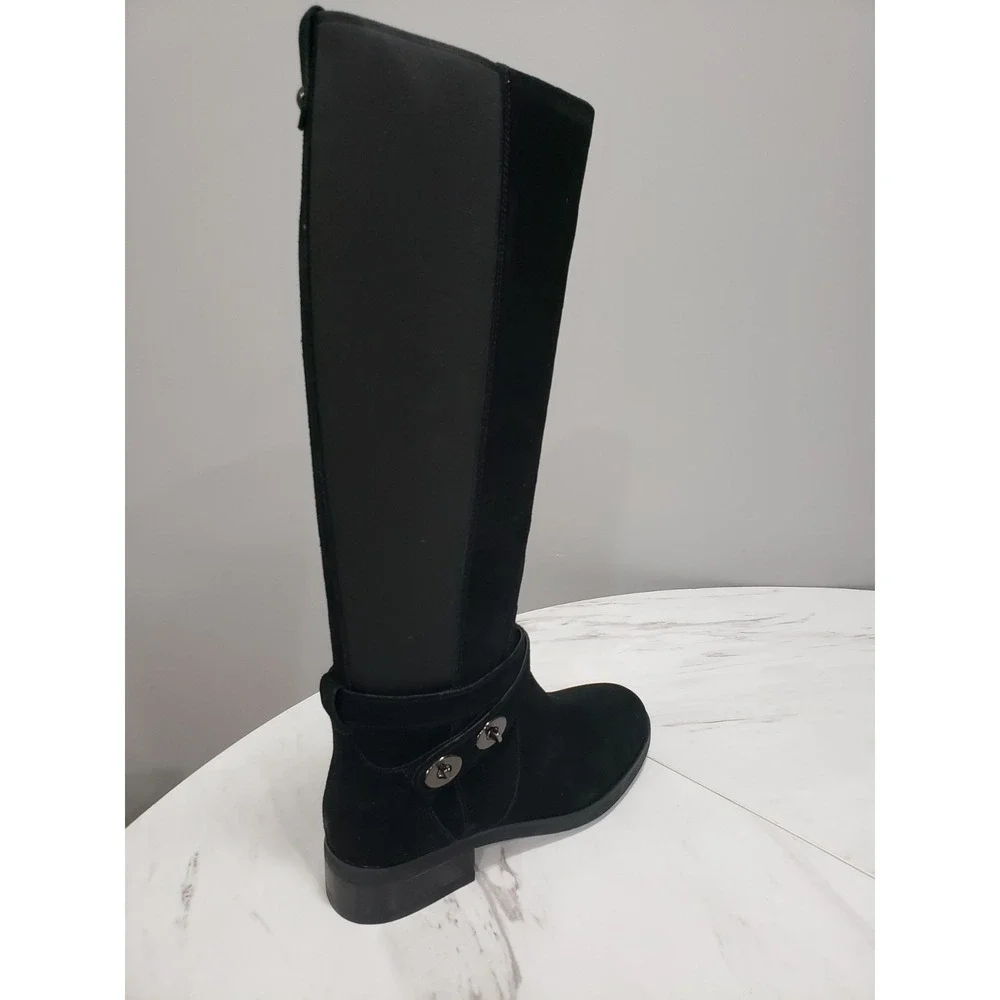 NEW NO BOX SIZE 7 Coach Leather Boots Essex Suede Saddle Stretch Tall Riding - Picture 2 of 7